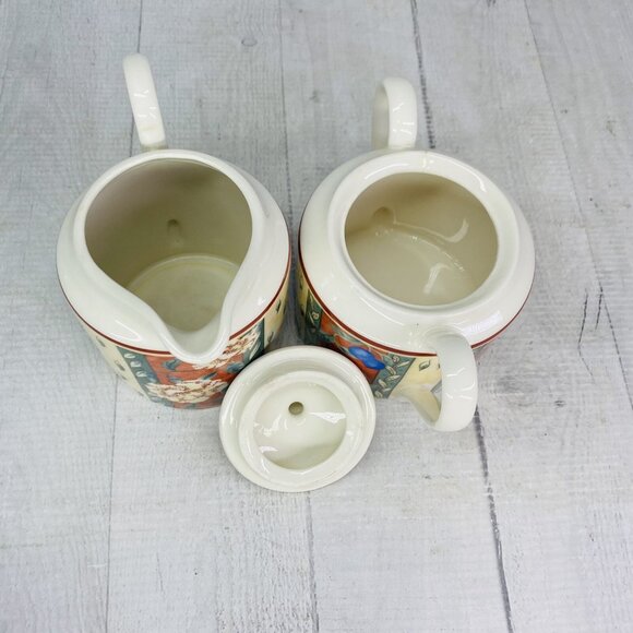 PTS international Interiors PROVENCE Fruit Porcelain Lid Sugar Bowl Creamer Set - Picture 9 of 16